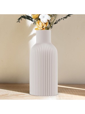 Asitan Pampa Otu ve Taze Çiçekler Için Beyaz Seramik Vazo, Minimalist Modern Ev Dekoru, Masa, Şömine,