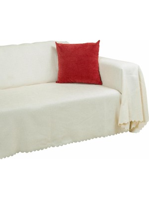 Asitan Premium Koltuk Örtüsü 175X350 Xlarge Gramajlı Jakarlı Şönil Ekru | Kanepe Örtüsü | Kaymaz