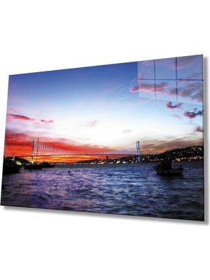 Asitan Istanbul Boğaz Köprü Manzara 4mm Dayanıklı Cam Tablo Temperli Cam