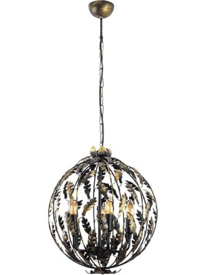 Asitan Tel 5'li Vintage Metal Gövdeli Avize Mutfak ve Salon Için E14 Uyumlu, BEJ-11057