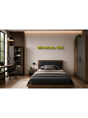 Boyutron Bir Masal Gibi Modern 3D Baskı Dekoratif Duvar Yazısı Tablo - Yellow - 10 cm Yükseklik