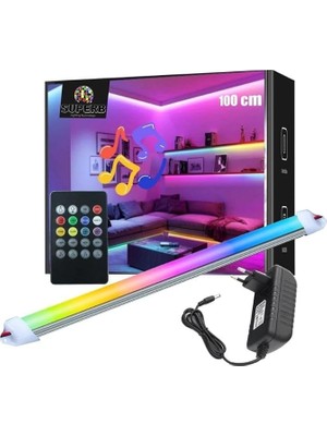 Asitan 8 Renk Kumandalı Sese Duyarlı Renk Değiştiren Rgb Çubuk Şerit LED Işık SB-6541 (Şeffaf, 100