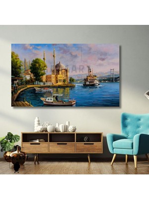 Asitan Tekli Yatay Kanvas Duvar Tablosu Istanbul Manzara Resmi, 40 x 30
