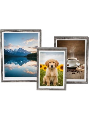 Asitan Premium Serisi Ahşap Resim Çerçevesi 3' Lü Set (10 * 15-13 * 18-15 * 20 Cm)