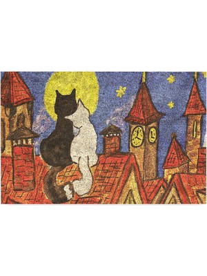 Asitan Kedi Köpek Komik Tasarımlı Dekoratif Kapı Önü Paspas, Dış Mekan/ev Içi/banyo/mutfak/yatak