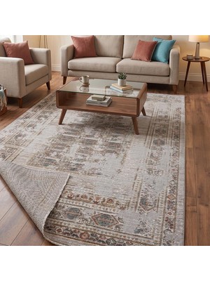 Asitan Lorien Vintage Dokuma Halı | Eskitme Desenli Pamuk Tabanlı Halı | Modern Salon Halısı | 120 x 1