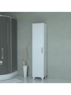 Asitan Çok Amaçlı Beyaz Banyo Boy Dolabı