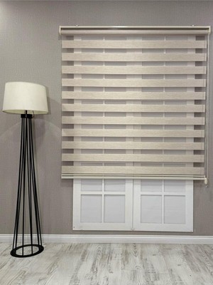 Asitan Bambu Zebra Stor Güneşlik Perde, Bej, 90 x 200