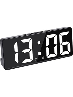 Asitan Masa Saati Derece Alarm Takvim Pil(Dahil Değildir)+Şarjlı LED Işıklı Dijital Siyah