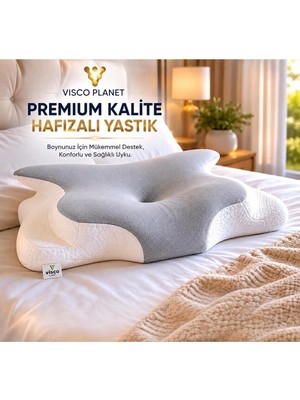 Asitan Visco Planet Ortopedik Visco Boyun Yastığı Memory Foam Boyun Destekli Ergonomik Uyku Yastığı 6