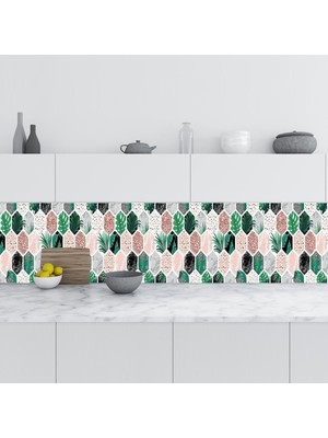 Asitan Tezgah Arası Folyo Kaplama Folyosu Altıgen Çiçek 60X200 cm
