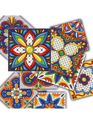 Asitan Tink Kendinden Yapışkanlı Karnaval Desenli Pvc Karo, Yapışkanlı Fayans Kaplama, Fayans Çıkar