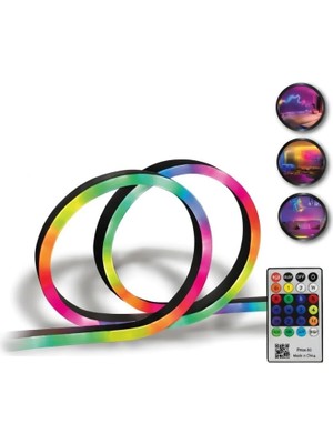 Asitan Rgb Akıllı Pıxel Neon LED Kumandalı Sese Duyarlı Animasyonlu USB ve App Uyumlu 5 Metre