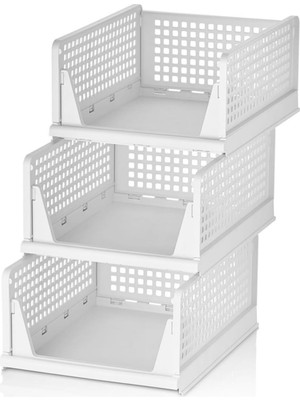 Asitan Mithra Life 3lü Kayar Raf Organizer Dolap Içi Kıyafet Aksesuar Düzenleyici Beyaz 45X35 cm MIT12