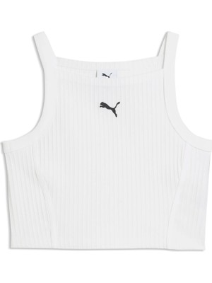 Puma Kadın / Kız Beyaz Puma Ess Ribbed Crop Top Beyaz Kadın Askılı T-Shirt