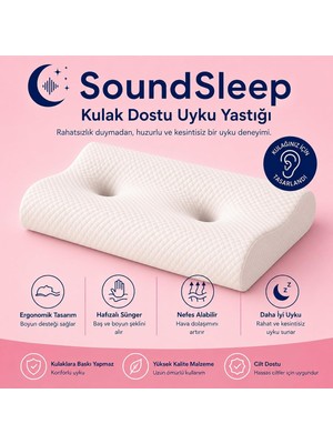 Asitan Viscora Soundsleep Kulak Dostu Uyku Yastığı – Küpe ve Kulaklık Kullananlar Için Ergonomik V