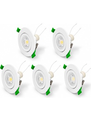 Asitan LED Spot Seti 5'li Beyaz Yuvarlak Kasa 4000K Doğal Beyaz GU10 Ampul Dahil Tak Çalıştır 6,5cm G�