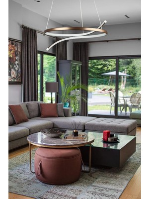 Asitan Legacy Snake Modern Tasarım Kahve Renk Beyaz Ledli Yatak Odası - Cafe - Mutfak - Salon LED Avize K