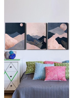 Asitan Soyut Doğa 3 Parça Kanvas - Canvas Tablo, 30 x 40, 3KVS-30X40-006