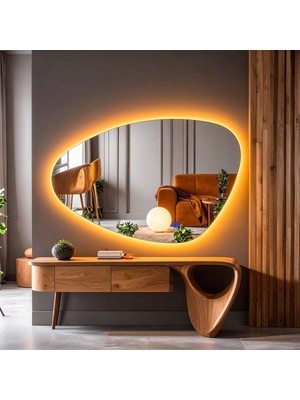 Asitan Luce Led'li Lavabo & Banyo Aynası (Dokunmatik Sensörlü) Amber LED 120 x 80
