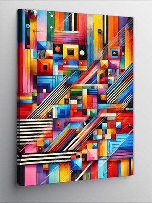 Asitan Kanvas Tablo Soyut Geometrik Renkli Tasarım, 100 x 140