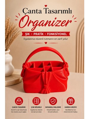 Morbella Makyaj Organizeri Çanta Tasarımlı Kozmetik Düzenleyici Takı ve Masaüstü Organizer Kahverengi