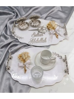 Cyz Home Oval Söz Nişan Tepsisi Kız Isteme Tepsisi Damat Kahve Tepsisi