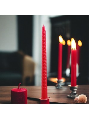 Asitan Petek Mum Kırmızı Altın Simli Çam Ağacı Boy 8.5 cm Bal Mumu Beeswax Candle