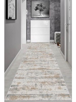 Asitan Viva Home Makinede Yıkanabilen Kaymaz Tabanlı Vintage Kesme Yolluk AR648, Bej, 80 x 190