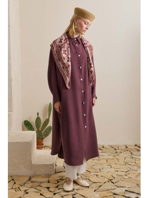 HE-QA Tensel Midi Abaya Mürdüm