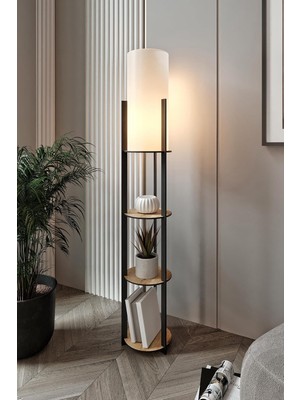 Asitan Radiante Lambader – Doğal Ahşap Görünümlü Gövde, Kompakt Kare Taban (23X23 Cm), 135 cm Yü
