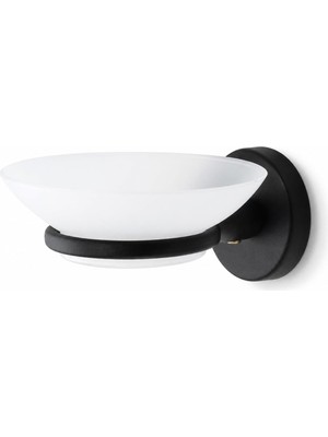 Asitan Alper Banyo Sabunluk Siyah, Duvar Tipi, Metal, Yapışkanlı ve Vidalı Montaj, 35 mm Oval Bantlı B