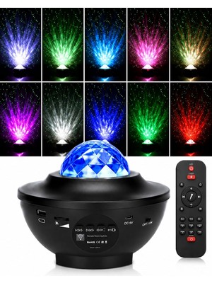 Asitan Yıldızlı Projektör Tavan Bulutsu Galaxy Lazer Işıklı Disko Topu Bluetooth Hoparlör Parti LED