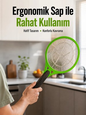 Teknodayım Pil ile Çalışan Elektrikli Sivrisinek Raketi | Kimyasal Içermeyen Hijyenik Çözüm Yeni Nesil