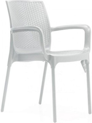 Asitan R008 Sunset Rattan Koltuk Sandalye, Plastik ve Cam Elyaf, Beyaz, 4 Adet