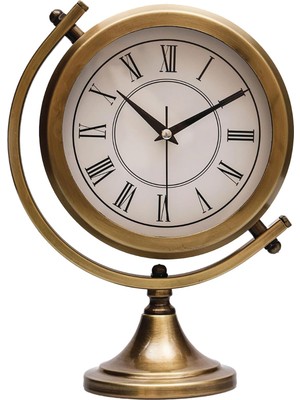 Asitan Gold Metal Masa Saati – Sessiz Mekanizma, Roma Rakamlı Dekoratif Vintage Tasarım-Mezza Gold Roma