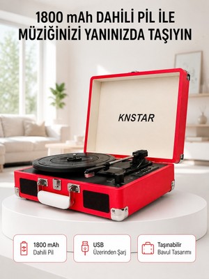 Retro Bavul Pikap Dahili Hoparlörlü Aux USB Sd Kart ve Bluetooth Bağlantılı Taşınabilir Tasar