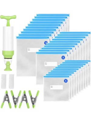 Asitan 30'lu Paket Sous Vide Çanta Yeniden Kullanılabilir Vakumlu Gıda Mühürleyen Torbalar, Mutfak Gı