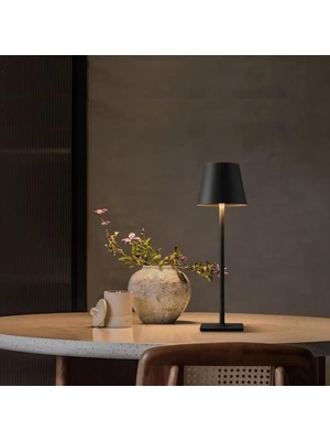 Asitan Istanbul Siyah Şarjlı Masa Lambası Dimmerli 3 Renk Işıklı Dokunmatik Cata Dekoratif Abajur Ca