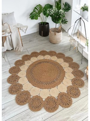 Asitan Doğal Jüt Kilim Moderin Görünümlü Salon Örtüsü Paspas Halı Banyo Mutfak Halısı Yatak Oda