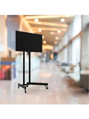 Asitan Alpın Tv/fuar Standı Metal Ayaklı Tekerlekli Tv Sehpası/ünitesi 40” Inç – 75” Inç