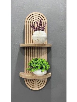 Asitan Yıldız Home Semplice Dekoratif Duvar Rafı, Meşe Rengi, 54X16 Cm, 2 Raflı Bohem Tarzı