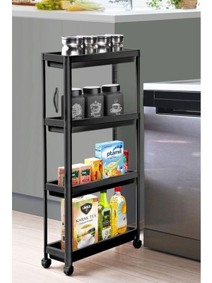 Asitan Slim 4 Katlı Tekerlekli Raf Ünitesi - Dar Alanlar Için Mutfak & Banyo Organizer - Baharatlık &