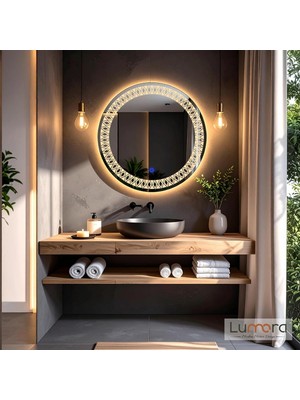 Asitan Velmira Led'li Lazer Kumlamalı Lavabo & Banyo Aynası (Dokunmatik Sensörlü) Günışığı Ledli