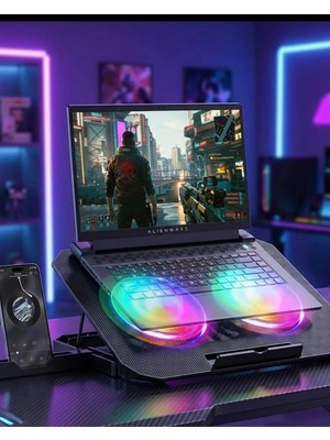 Teknodayım Rgb Işıklı Soğutucu Stand Çift Fanlı Sessiz Çalışan Ayarlanabilir