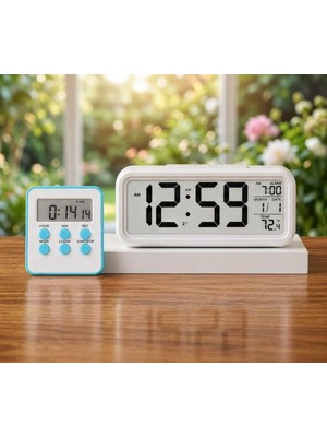 Asitan Mr LED Ekranlı Dijital Masa Saati &amp; 2 Alarm Kademeli Kronometre Seti – Alarm, Tarih, Sıcakl�