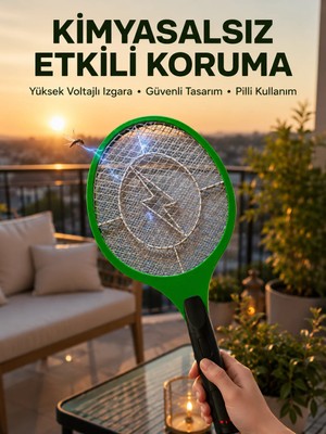 Teknodayım Hafif Ergonomik Elektronik Böcek Öldürücü – Güvenlik Koruması ile Pil Kontrollü