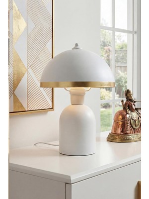 Asitan Marrien Luna Gold Abajur, Bohem Masa Lambası ve Salon Oturma Odası Aydınlatması - Beyaz - 25 cm