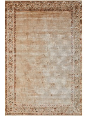 Apex Halı Pantheon 5041 Pt Bej Yumuşak Dokulu Ultra Sık Dokuma Vintage Desenli Şık 120 Tarak Ipek Halı