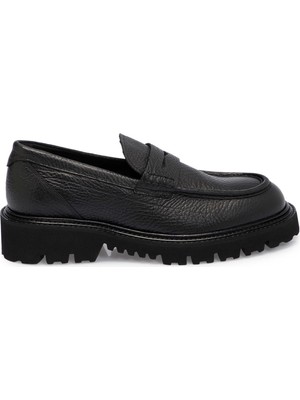 Tergan Siyah Hakiki Deri Erkek Loafer - E25S1AY57405-A23